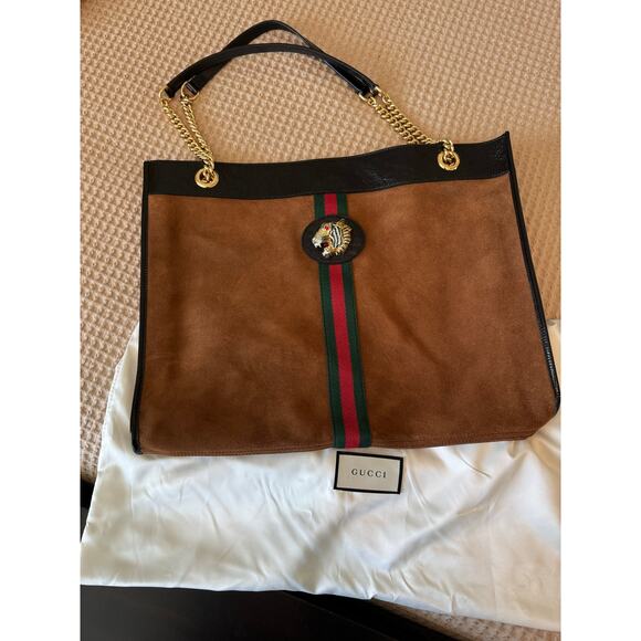 Gucci Rajah Chain Tote Suede Large - Picture 6 of 10